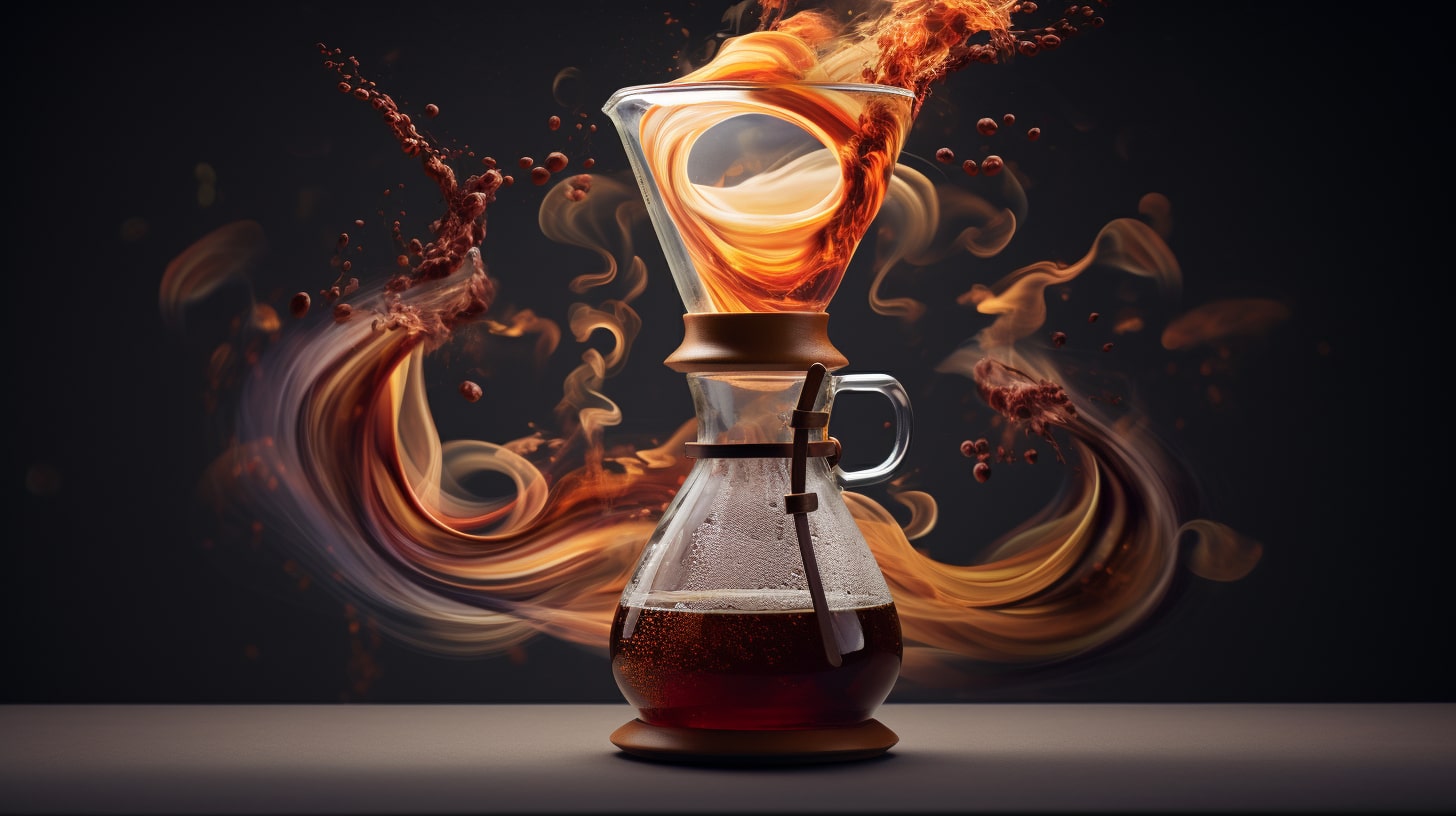 Chemex avec des vagues de café en arrière plan - Méthodes Slow Coffee - BaristaPassion.com
