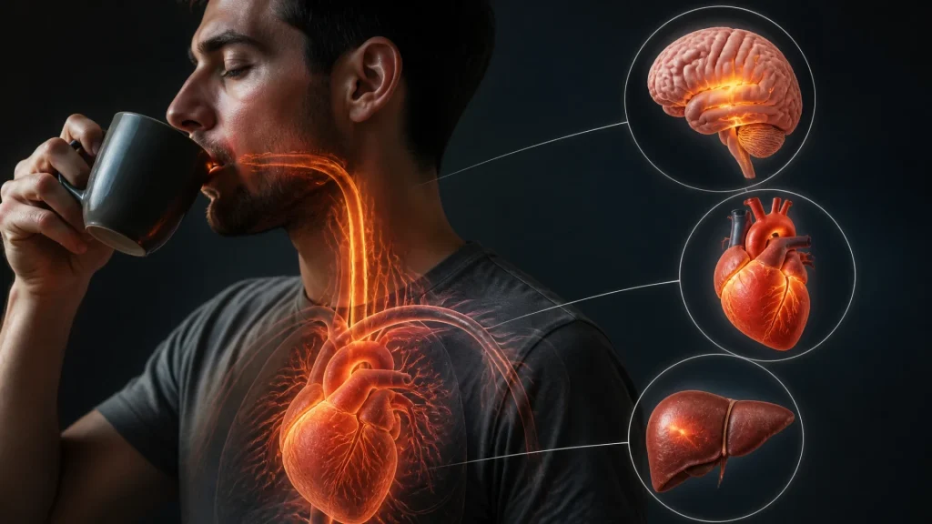 Quel organe est affecté par le café et quels sont ses effets sur le corps ?