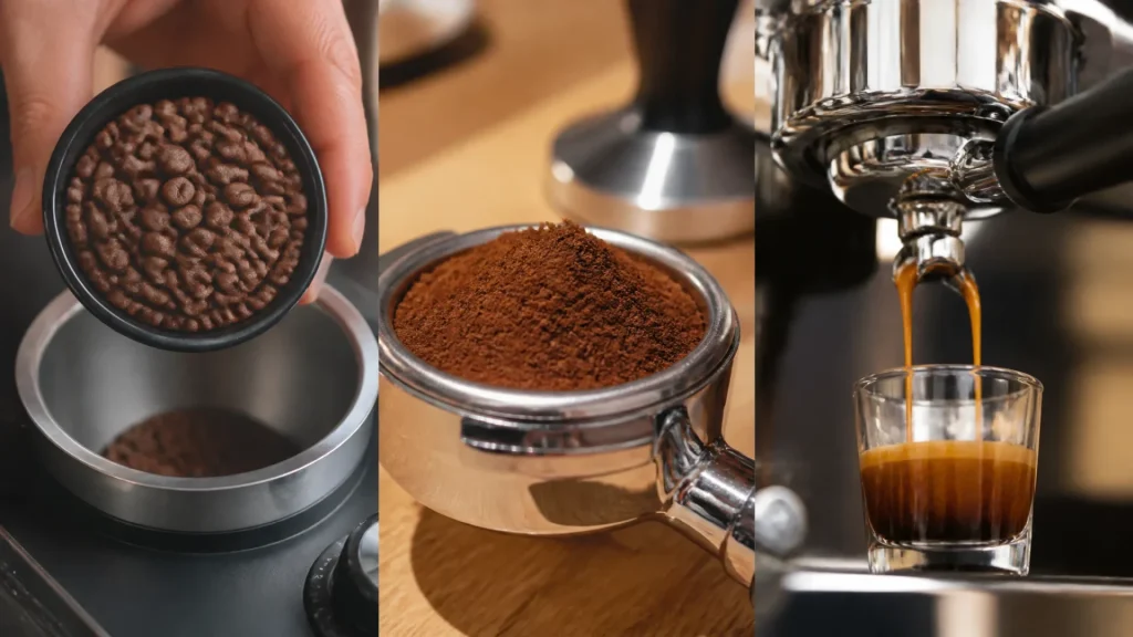Recette de l'espresso simple court : dose, mouture et extraction sans aucun texte