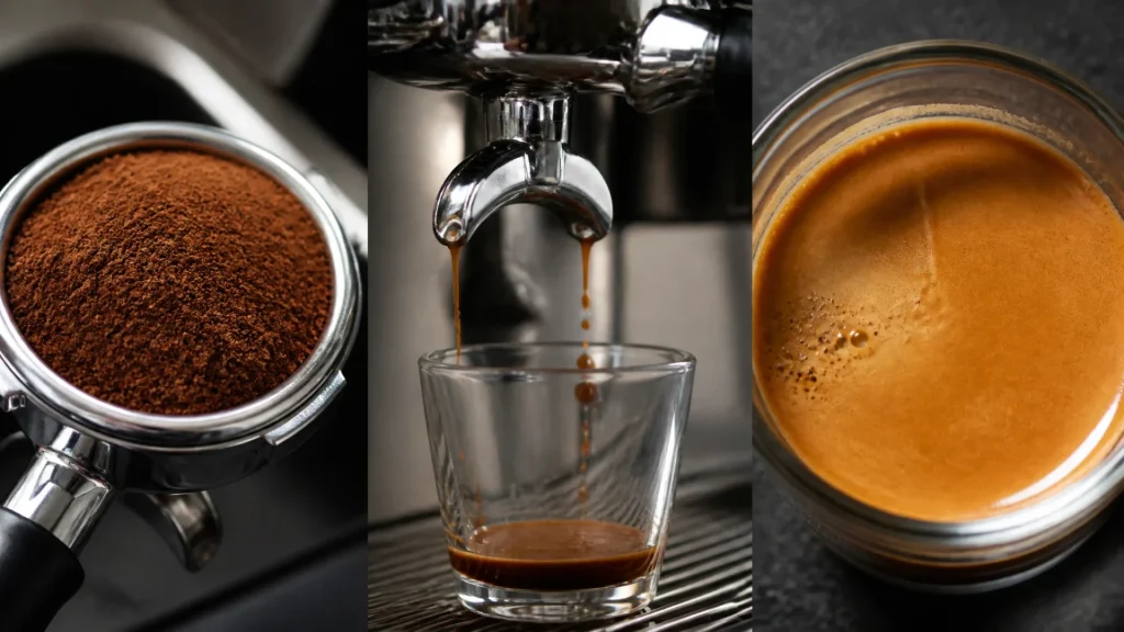 Recette de l'espresso simple court : dose, mouture et extraction sans aucun texte